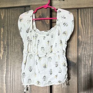 Floral Puff Sleeve Kids Blouse